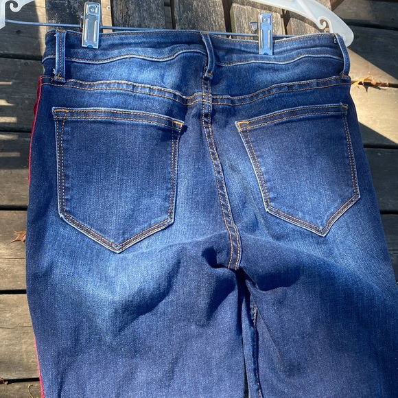 Women's Aqua Tuxedo Stripe Jeans - Picture 4 of 6